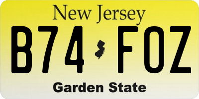 NJ license plate B74FOZ