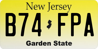 NJ license plate B74FPA