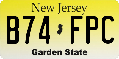 NJ license plate B74FPC