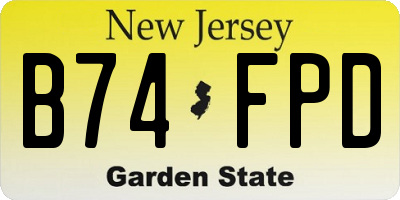 NJ license plate B74FPD