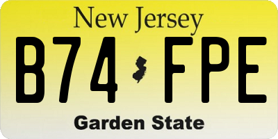 NJ license plate B74FPE