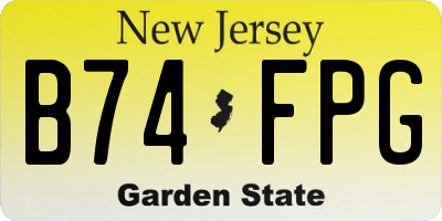 NJ license plate B74FPG