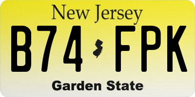 NJ license plate B74FPK