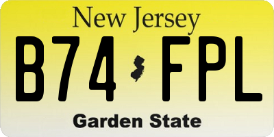 NJ license plate B74FPL