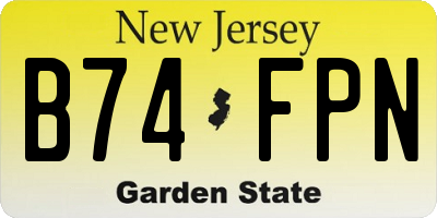 NJ license plate B74FPN