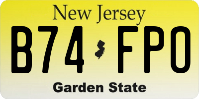 NJ license plate B74FPO