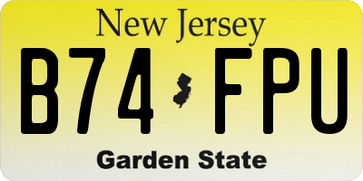 NJ license plate B74FPU