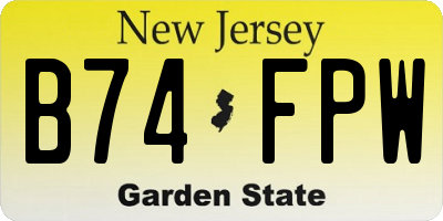 NJ license plate B74FPW