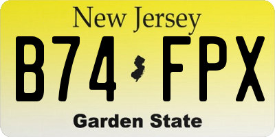 NJ license plate B74FPX