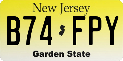 NJ license plate B74FPY