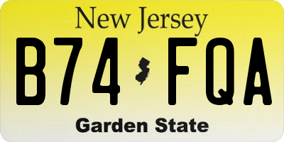 NJ license plate B74FQA