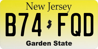 NJ license plate B74FQD