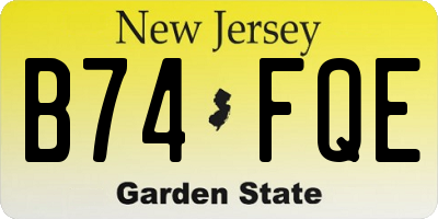 NJ license plate B74FQE