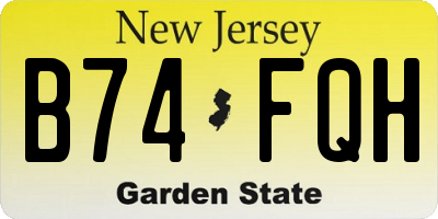 NJ license plate B74FQH