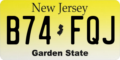 NJ license plate B74FQJ
