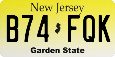 NJ license plate B74FQK