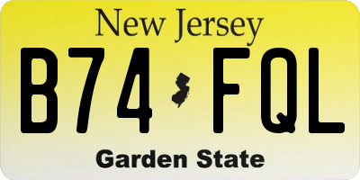 NJ license plate B74FQL