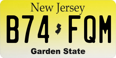 NJ license plate B74FQM