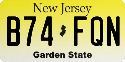 NJ license plate B74FQN