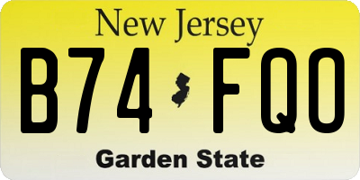 NJ license plate B74FQO