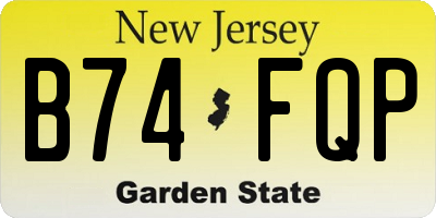 NJ license plate B74FQP