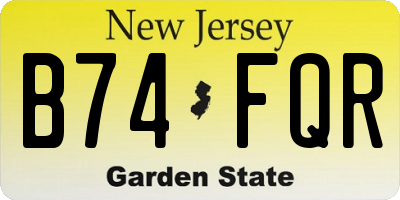 NJ license plate B74FQR