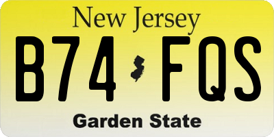 NJ license plate B74FQS