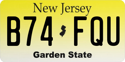NJ license plate B74FQU