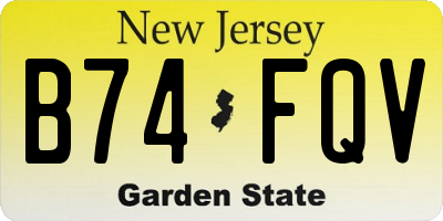 NJ license plate B74FQV