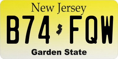 NJ license plate B74FQW