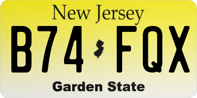 NJ license plate B74FQX