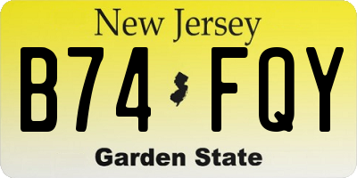 NJ license plate B74FQY