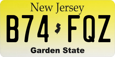 NJ license plate B74FQZ
