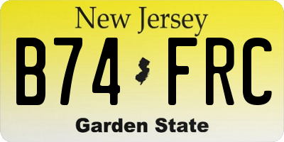 NJ license plate B74FRC