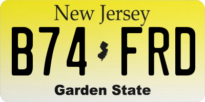 NJ license plate B74FRD