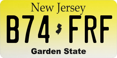NJ license plate B74FRF