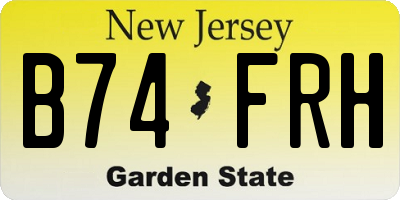 NJ license plate B74FRH