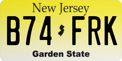 NJ license plate B74FRK