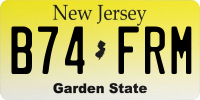 NJ license plate B74FRM