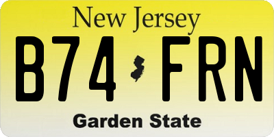 NJ license plate B74FRN