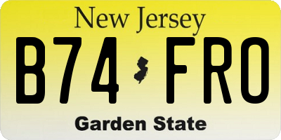 NJ license plate B74FRO