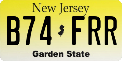 NJ license plate B74FRR