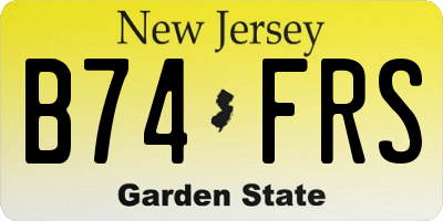 NJ license plate B74FRS