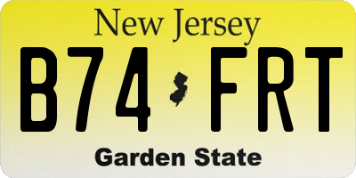 NJ license plate B74FRT