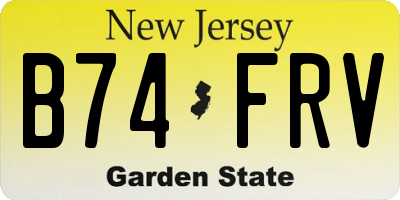 NJ license plate B74FRV