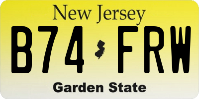 NJ license plate B74FRW