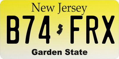 NJ license plate B74FRX
