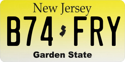 NJ license plate B74FRY
