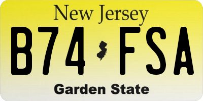 NJ license plate B74FSA