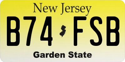 NJ license plate B74FSB
